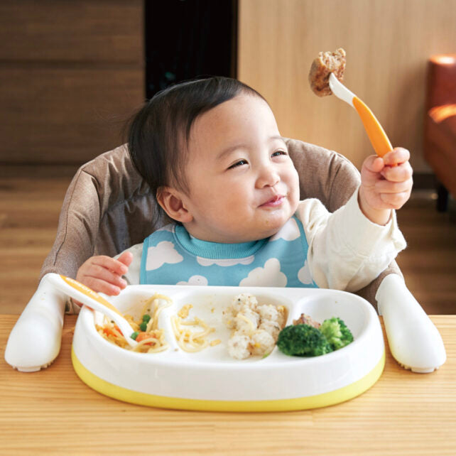EDISONmama - 左手專用橙色有盒餐具 (適用於9個月以上)