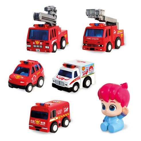 韓國直送🇰🇷 Bebefinn迷你回力金屬消防車(6件裝)