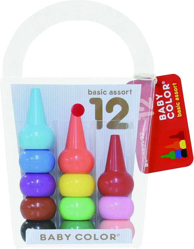 Aozora Baby Color可堆疊蠟筆 - 12種基本顏色