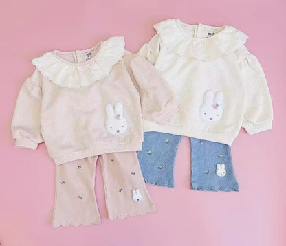 𝗠𝗶𝗳𝗳𝘆🐰花花刺繡喇叭褲