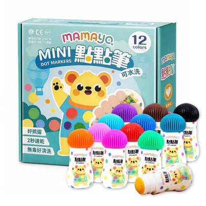 Mamayo🇼🇸 12色迷你裝無毒點點筆(附塗鴉紙)