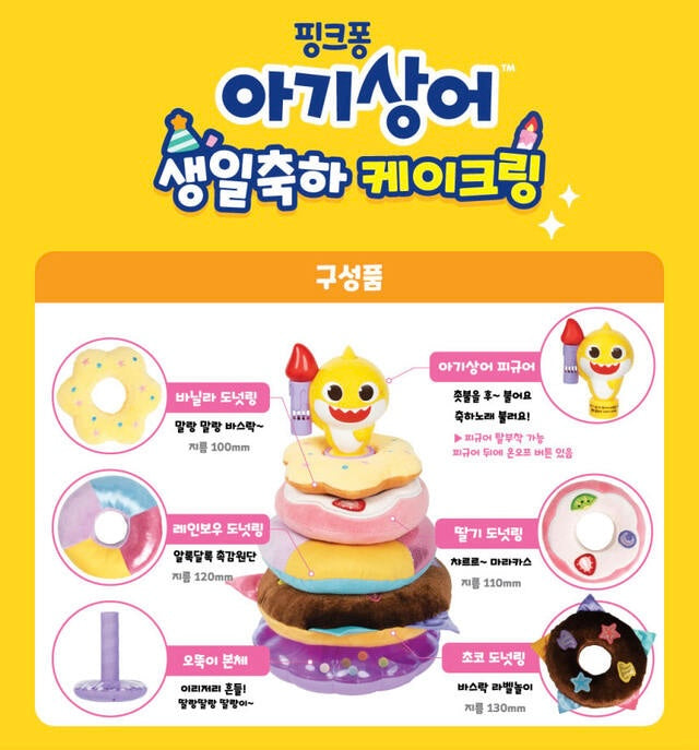 韓國直送🇰🇷 Babyshark Happy Birthday Cake ring