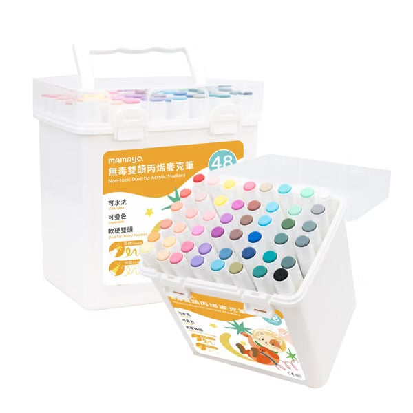 Mamayo🇼🇸 48色丙烯雙頭麥克筆(附贈收納盒)